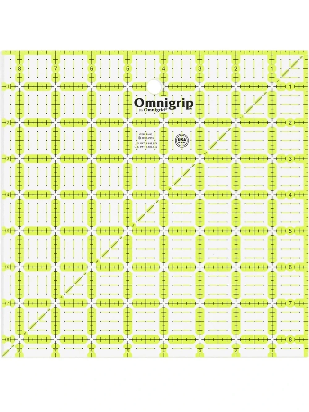 Omnigrip Neon Green Quilters Square Ruler 8.5 Inch by 8.5 Inch NWT - Picture 1 of 3